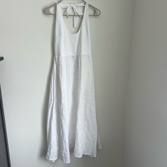NEW J Crew Halter Mixy Dress Linen White Midi Women's Size Small - Picture 3 of 9